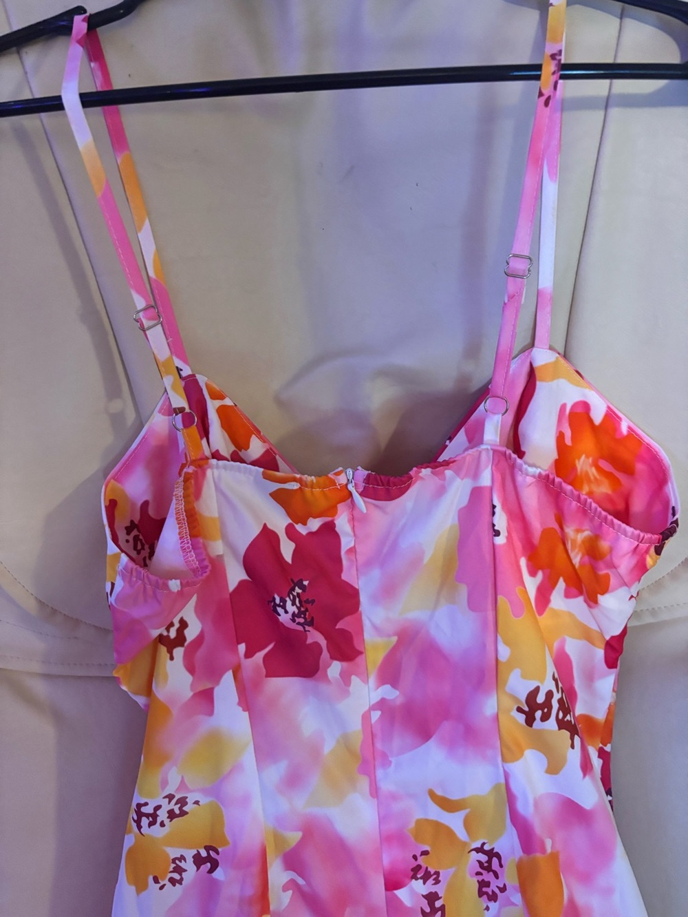 SHEIN Pink and Yellow Floral Slip Dress